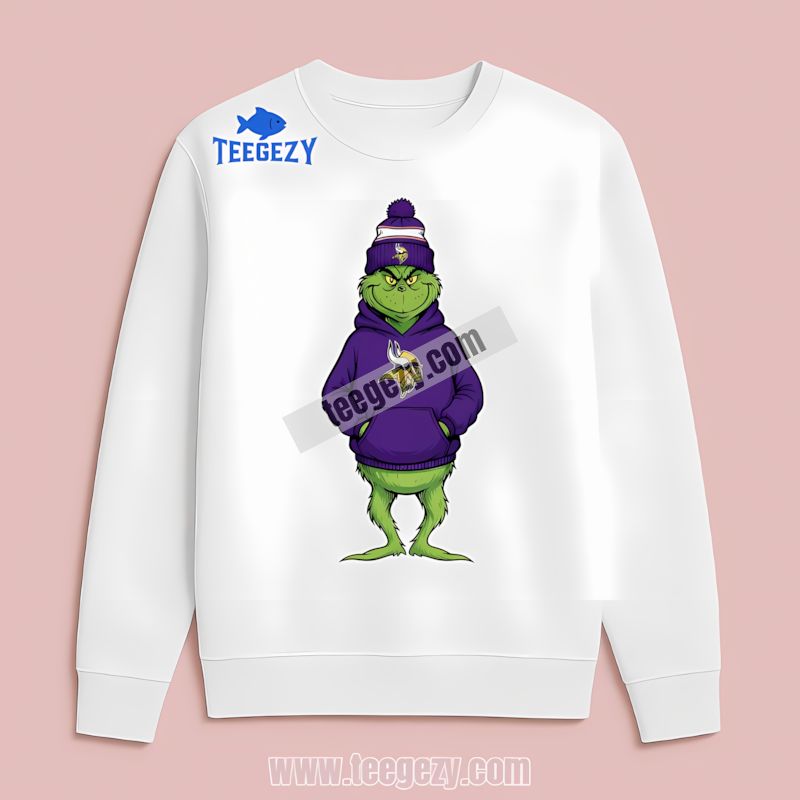 Grinch In A Minnesota Vikings Hoodie Fan Printed Long Sleeve Grinch In A Minnesota Vikings Hoodie Fan Printed Long Sleeve