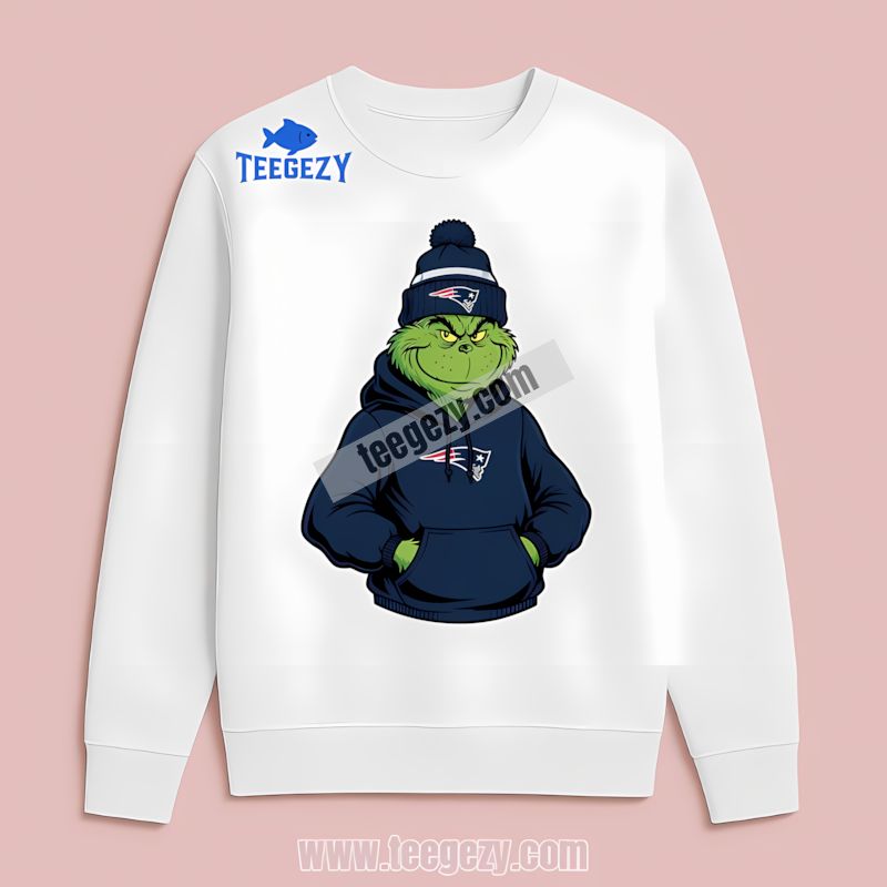 Grinch In A New England Patriots Hoodie Custom Look Long Sleeve Grinch In A New England Patriots Hoodie Custom Look Long Sleeve