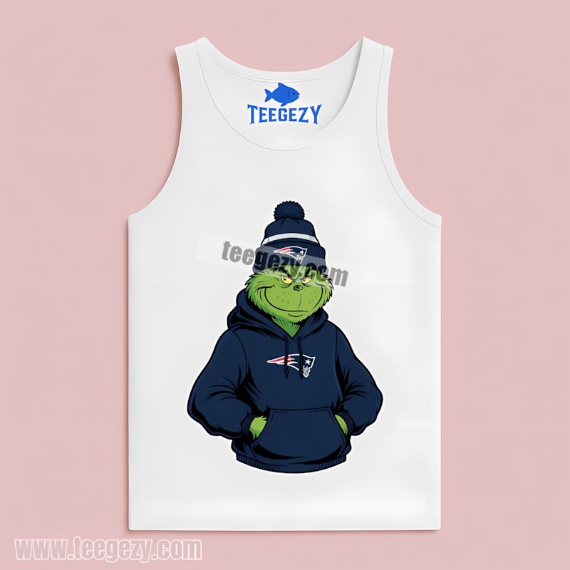 Grinch In A New England Patriots Hoodie Custom Look Tanktop Grinch In A New England Patriots Hoodie Custom Look Tanktop