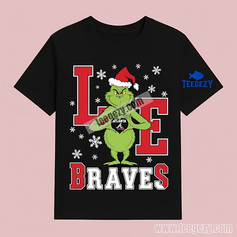 Grinch Love Atlanta Braves Christmas Adults T-Shirt Grinch Love Atlanta Braves Christmas Adults T-Shirt