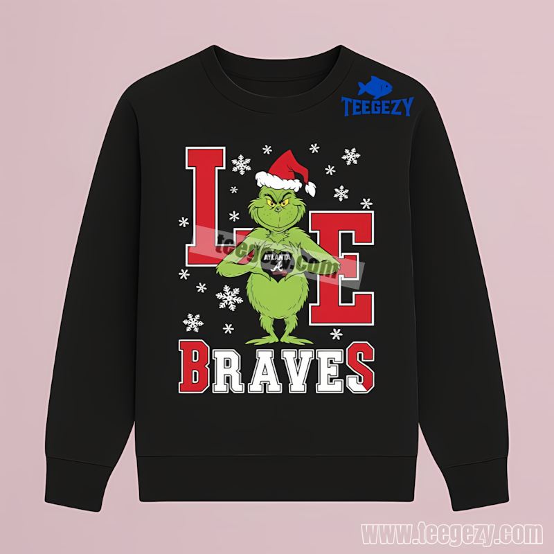 Grinch Love Atlanta Braves Christmas Adults Long Sleeve Grinch Love Atlanta Braves Christmas Adults Long Sleeve