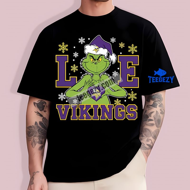 Grinch Love For Minnesota Vikings Holiday Themed T-Shirt Grinch Love For Minnesota Vikings Holiday Themed T-Shirt