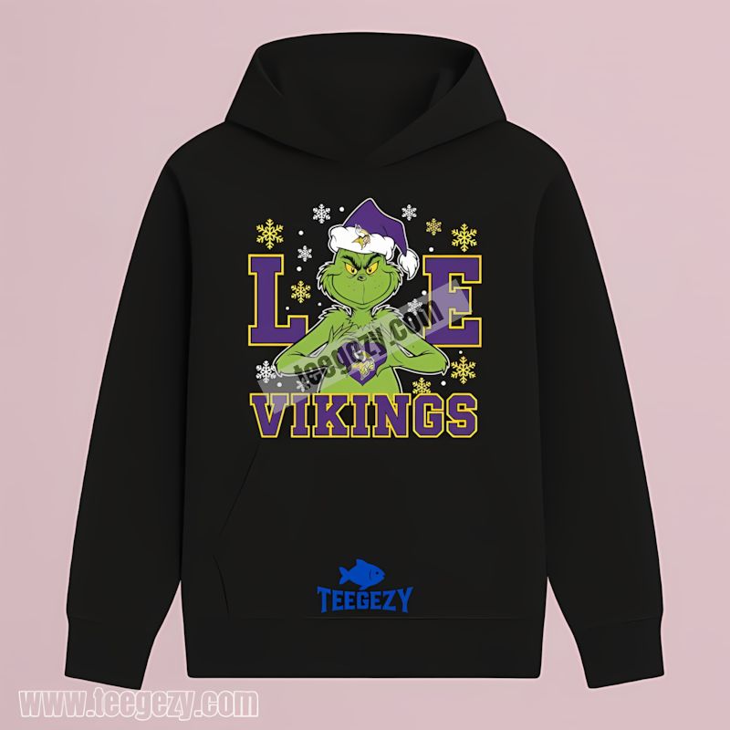Grinch Love For Minnesota Vikings Holiday Themed Hoodie Grinch Love For Minnesota Vikings Holiday Themed Hoodie