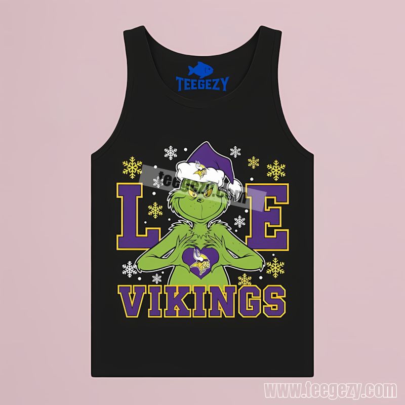 Grinch Love For Minnesota Vikings Holiday Themed Tanktop Grinch Love For Minnesota Vikings Holiday Themed Tanktop