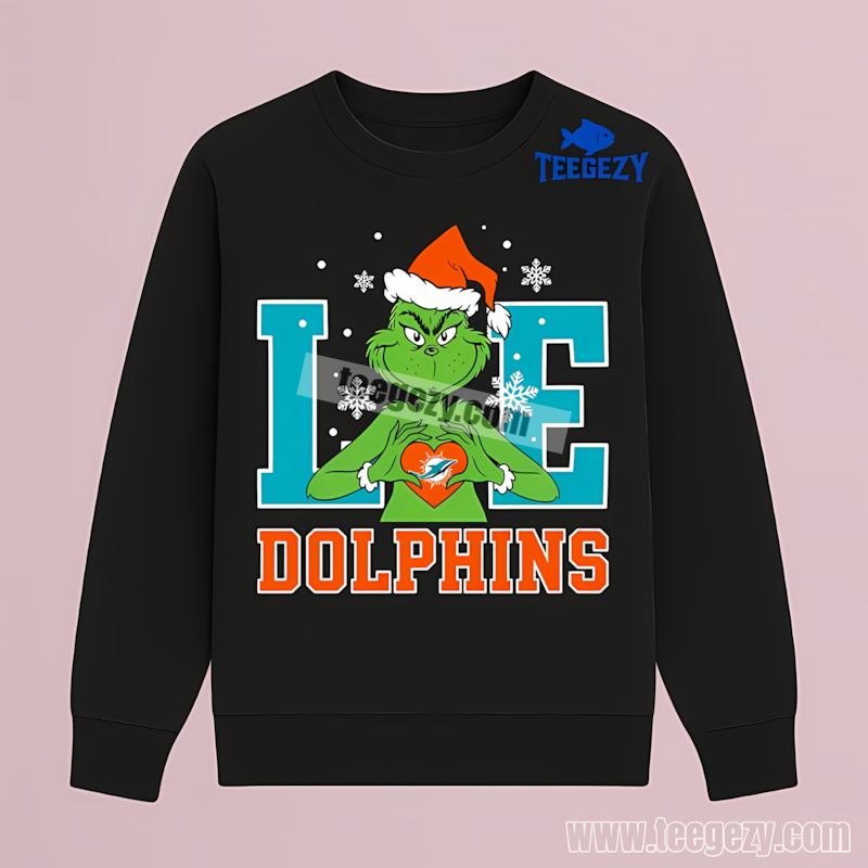 Grinch Love Miami Dolphins Christmas Classic Long Sleeve Grinch Love Miami Dolphins Christmas Classic Long Sleeve