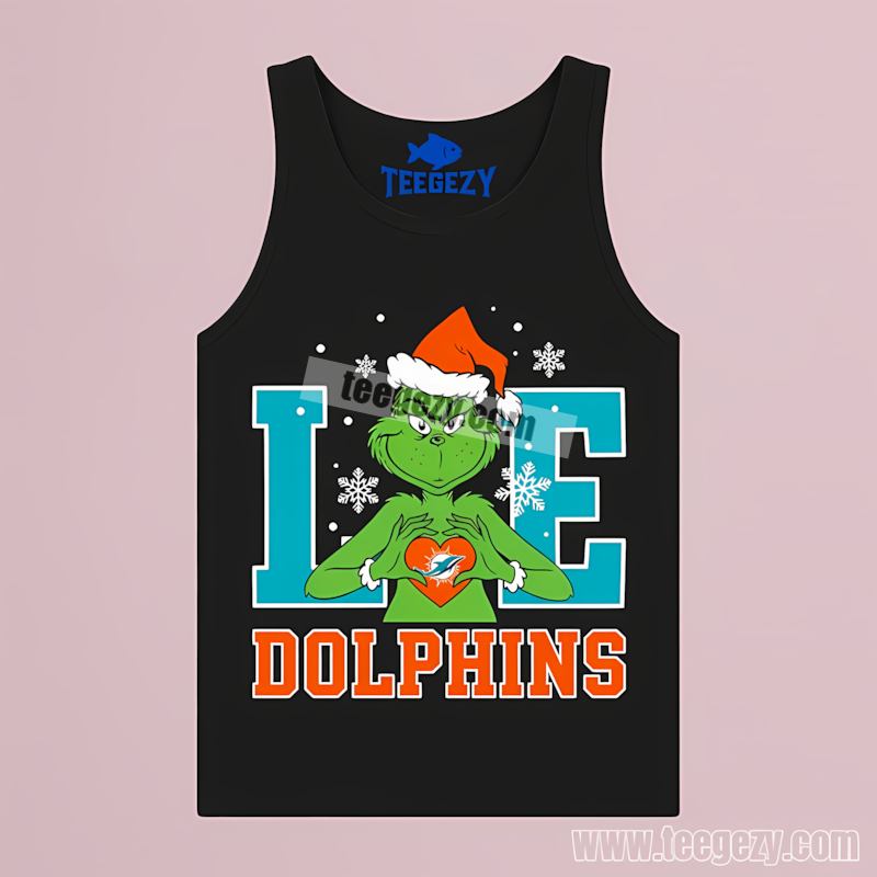 Grinch Love Miami Dolphins Christmas Classic Tanktop Grinch Love Miami Dolphins Christmas Classic Tanktop