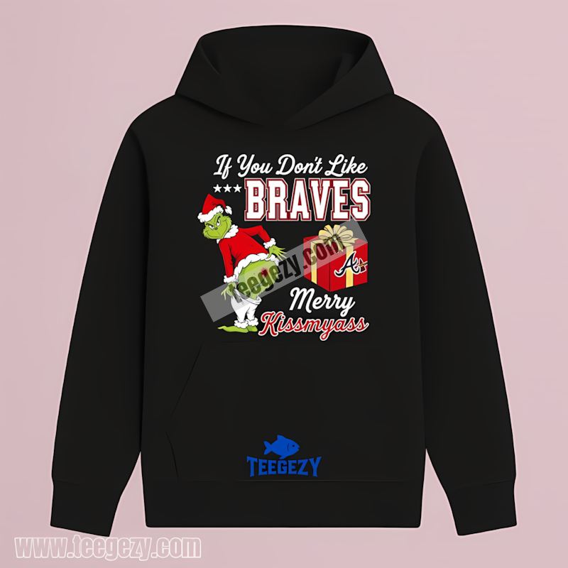 Grinch Merry Kissmyass Atlanta Braves Cotton Hoodie Grinch Merry Kissmyass Atlanta Braves Cotton Hoodie