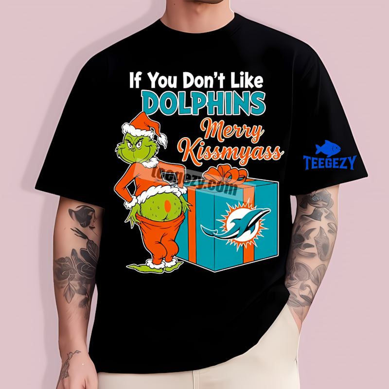 Grinch Merry Kissmyass Miami Dolphins Adults T-Shirt Grinch Merry Kissmyass Miami Dolphins Adults T-Shirt