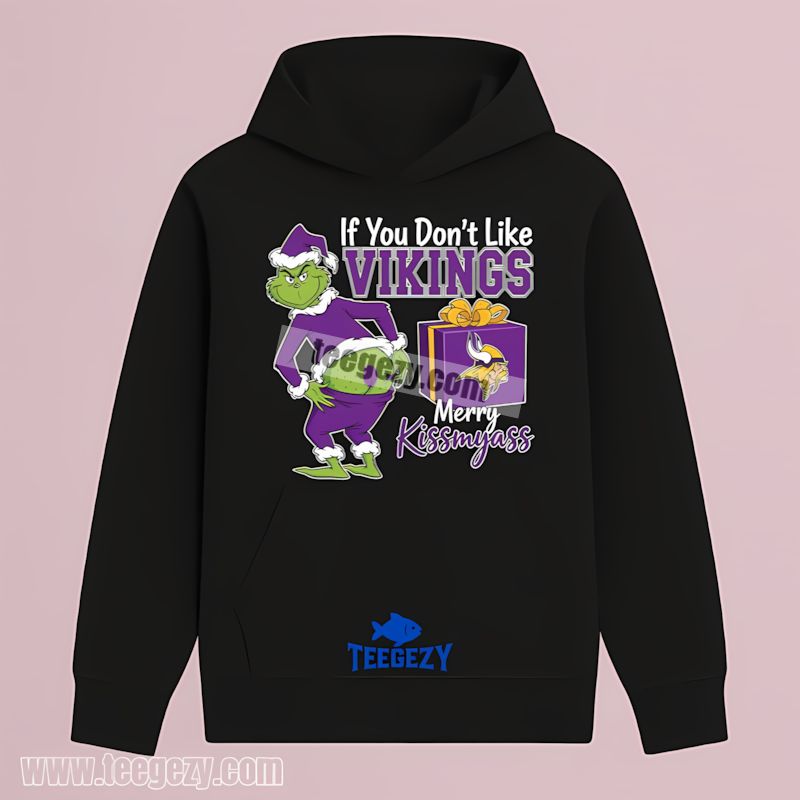 Grinch Merry Kissmyass Minnesota Vikings Holiday Theme Hoodie Grinch Merry Kissmyass Minnesota Vikings Holiday Theme Hoodie