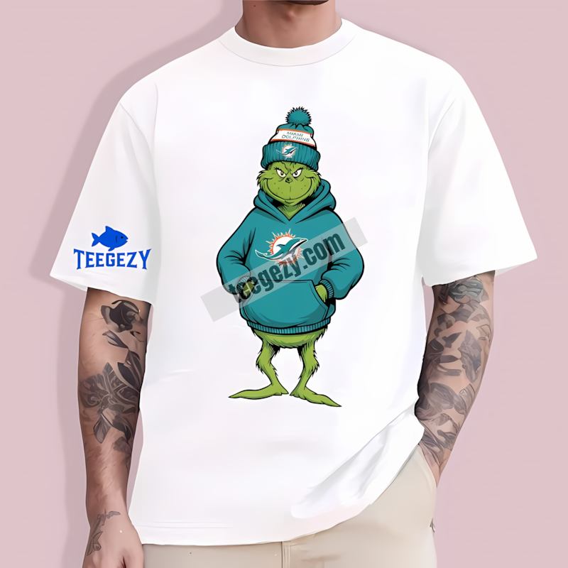Grinch Wearing Miami Dolphins Hoodie Vintage T-Shirt Grinch Wearing Miami Dolphins Hoodie Vintage T-Shirt