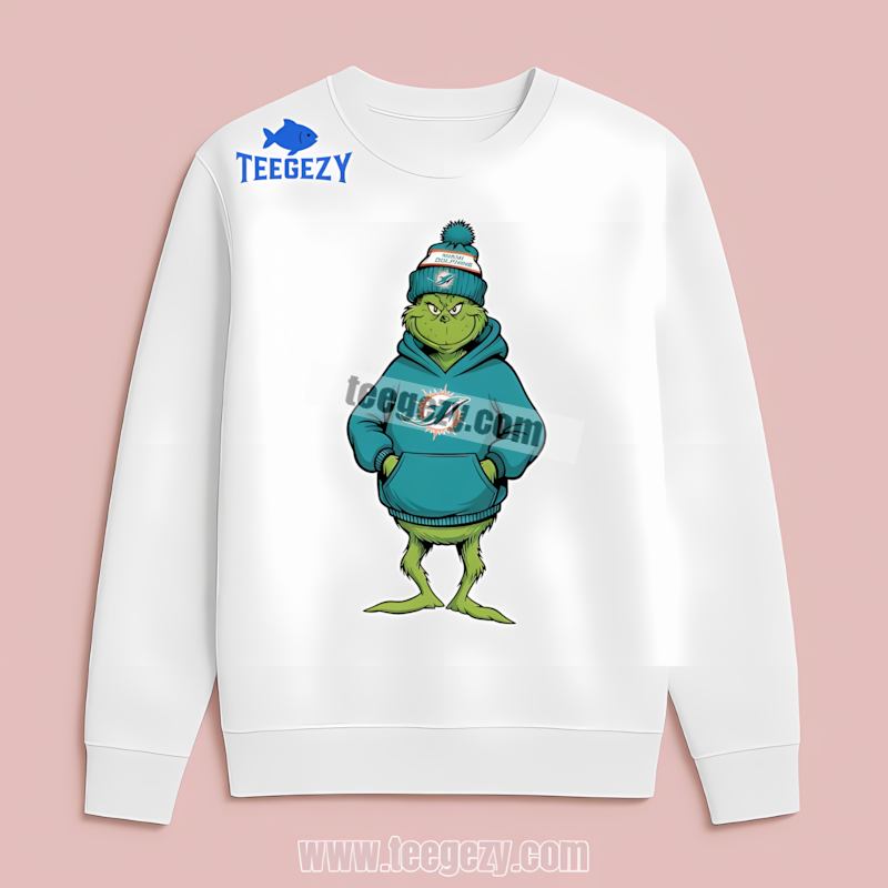 Grinch Wearing Miami Dolphins Hoodie Vintage Long Sleeve Grinch Wearing Miami Dolphins Hoodie Vintage Long Sleeve