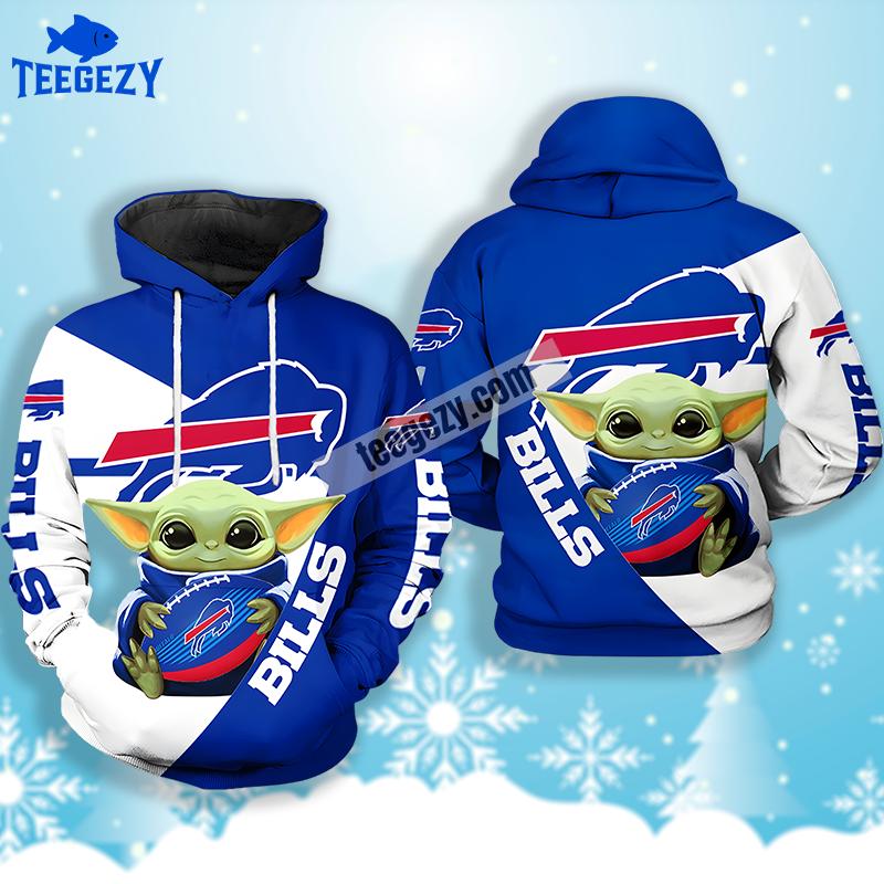 Grogu Chicago Bears 3D Hoodie For Sale White Blue