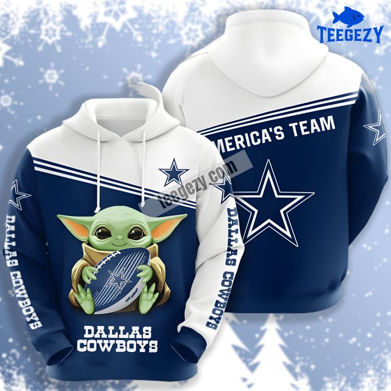 Grogu Dallas Cowboys Blue White 3D Printed Hoodie Grogu Dallas Cowboys Blue White 3D Printed Hoodie