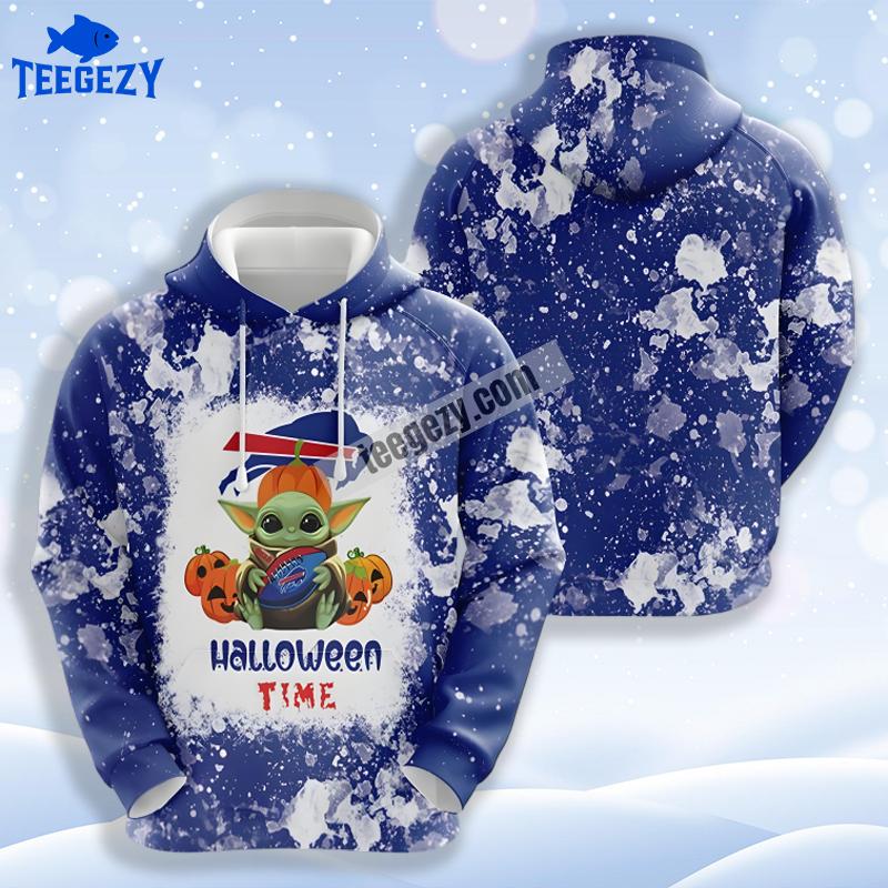 Grogu Pumpkins Halloween Buffalo Bills Blue 3D Design Hoodie Grogu Pumpkins Halloween Buffalo Bills Blue 3D Design Hoodie