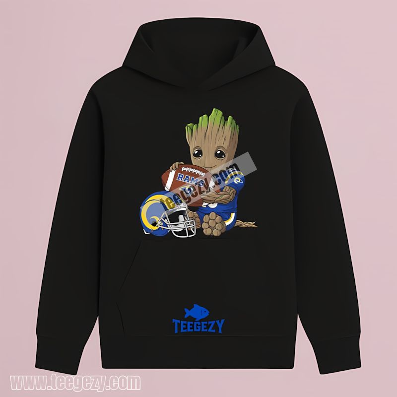 Groot Football Fan Los Angeles Rams Long Sleeve Hoodie Groot Football Fan Los Angeles Rams Long Sleeve Hoodie