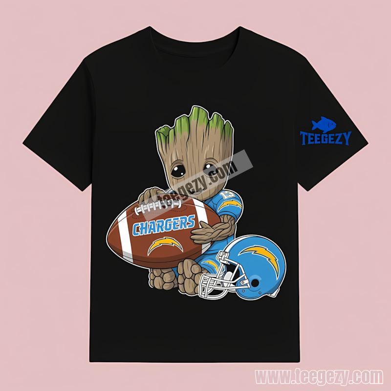 Groot Football Los Angeles Chargers Graphic T-Shirt Groot Football Los Angeles Chargers Graphic T-Shirt