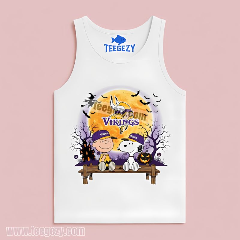 Halloween Charlie Brown Snoopy Minnesota Vikings Tanktop Halloween Charlie Brown Snoopy Minnesota Vikings Tanktop