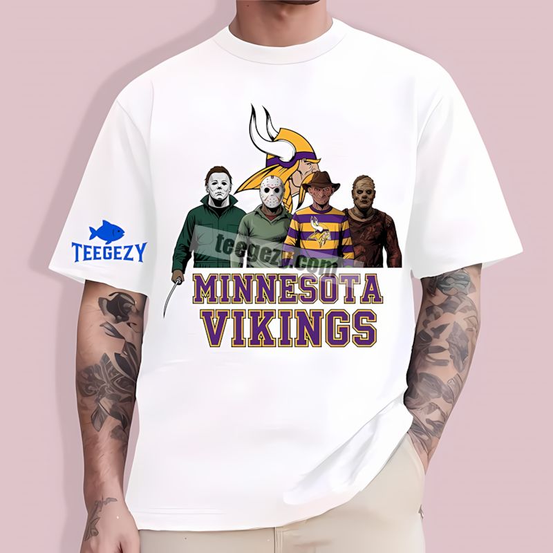 Halloween Horror Icons Minnesota Vikings Themed T-Shirt Halloween Horror Icons Minnesota Vikings Themed T-Shirt