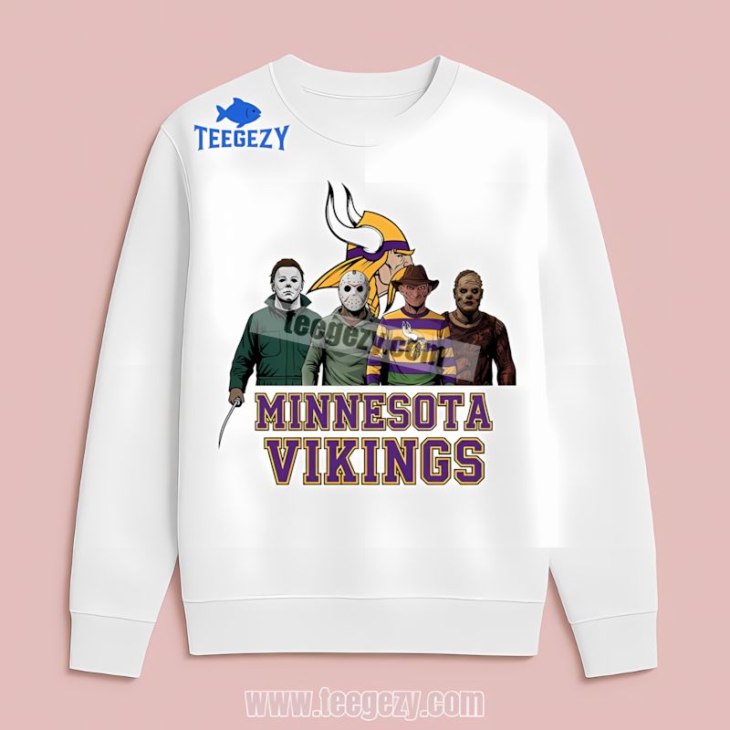 Halloween Horror Icons Minnesota Vikings Themed Long Sleeve Halloween Horror Icons Minnesota Vikings Themed Long Sleeve