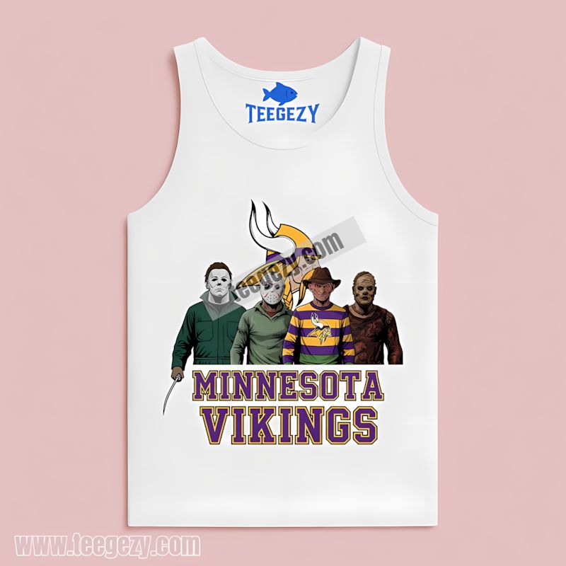 Halloween Horror Icons Minnesota Vikings Themed Tanktop Halloween Horror Icons Minnesota Vikings Themed Tanktop