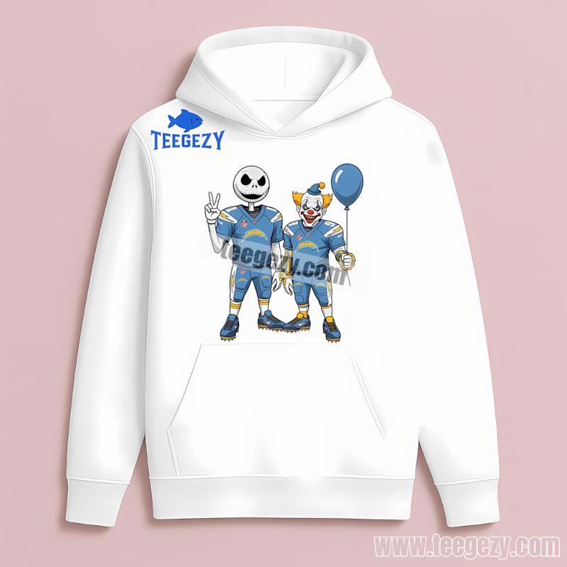 Halloween Jack Skellington And Pennywise Los Angeles Chargers Sports Hoodie Halloween Jack Skellington And Pennywise Los Angeles Chargers Sports Hoodie