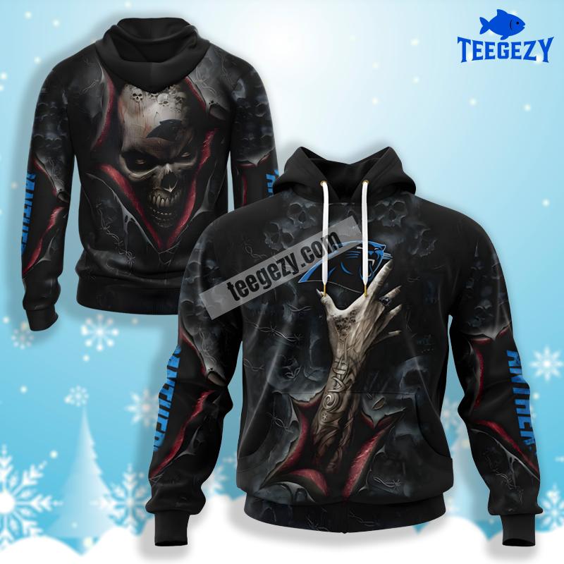 Hand Of Death Carolina Panthers Black Blue 3D Fashion Hoodie Hand Of Death Carolina Panthers Black Blue 3D Fashion Hoodie