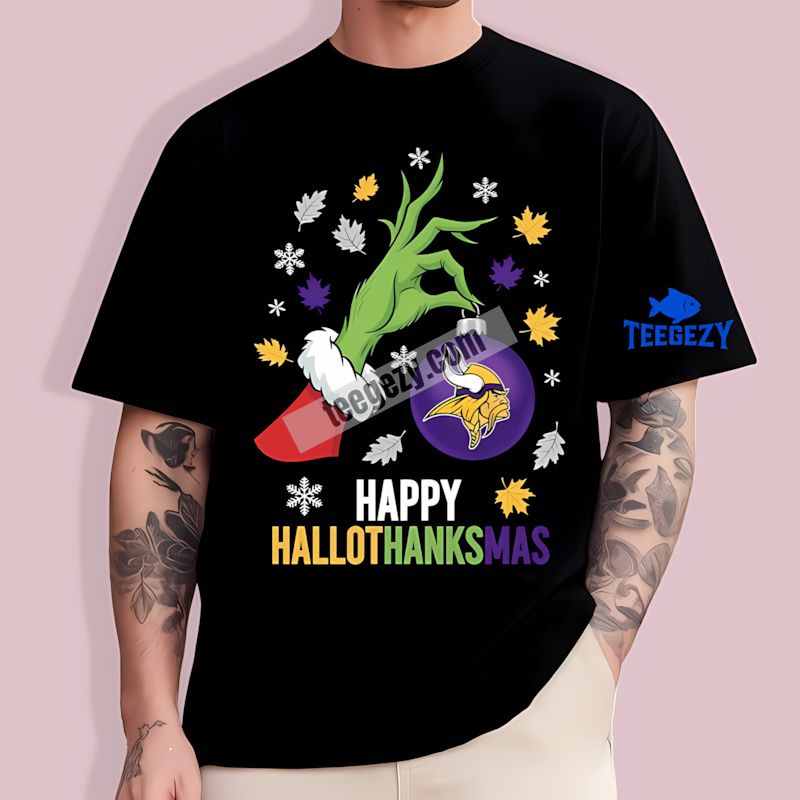 Happy Hallothanksmas Custom Minnesota Vikings T-Shirt Happy Hallothanksmas Custom Minnesota Vikings T-Shirt