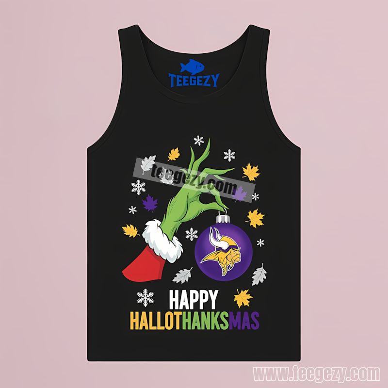 Happy Hallothanksmas Custom Minnesota Vikings Tanktop Happy Hallothanksmas Custom Minnesota Vikings Tanktop