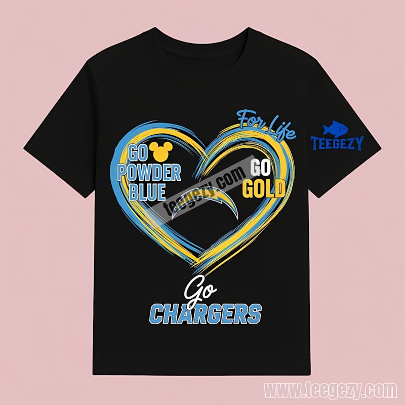 Heart Go Powder Blue Go Gold Los Angeles Chargers Adults T-Shirt Heart Go Powder Blue Go Gold Los Angeles Chargers Adults T-Shirt