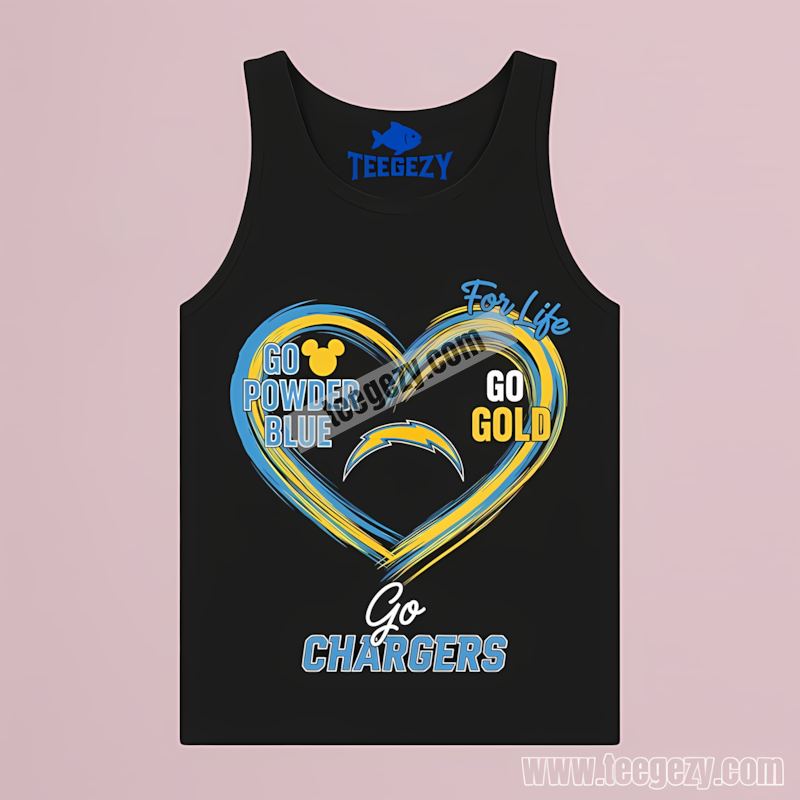 Heart Go Powder Blue Go Gold Los Angeles Chargers Adults Tanktop Heart Go Powder Blue Go Gold Los Angeles Chargers Adults Tanktop