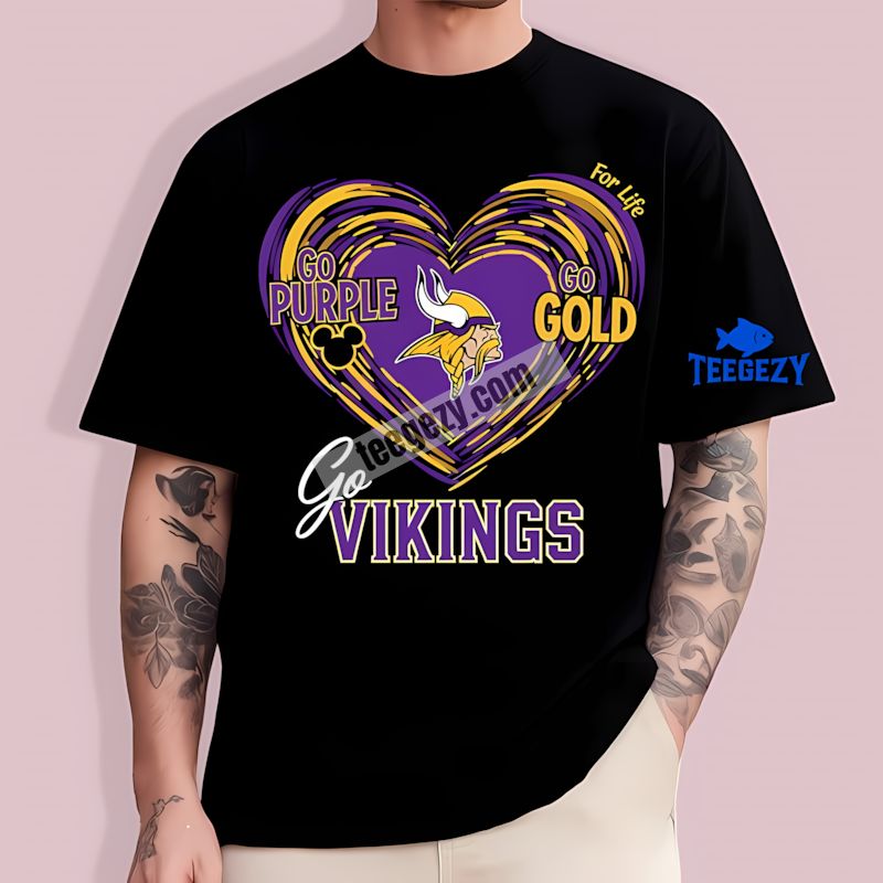 Heart Go Purple Go Gold Minnesota Vikings T-Shirt Heart Go Purple Go Gold Minnesota Vikings T-Shirt