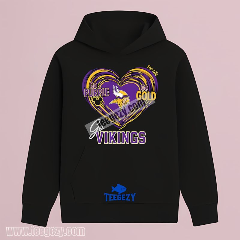 Heart Go Purple Go Gold Minnesota Vikings Hoodie Heart Go Purple Go Gold Minnesota Vikings Hoodie