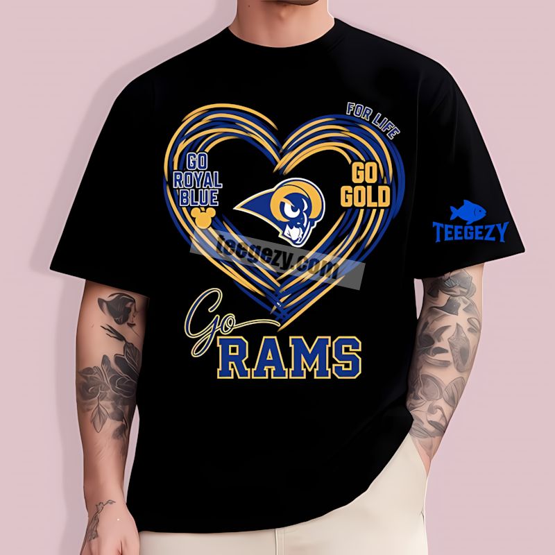 Heart Go Royal Blue Go Gold Los Angeles Rams T-Shirt Heart Go Royal Blue Go Gold Los Angeles Rams T-Shirt