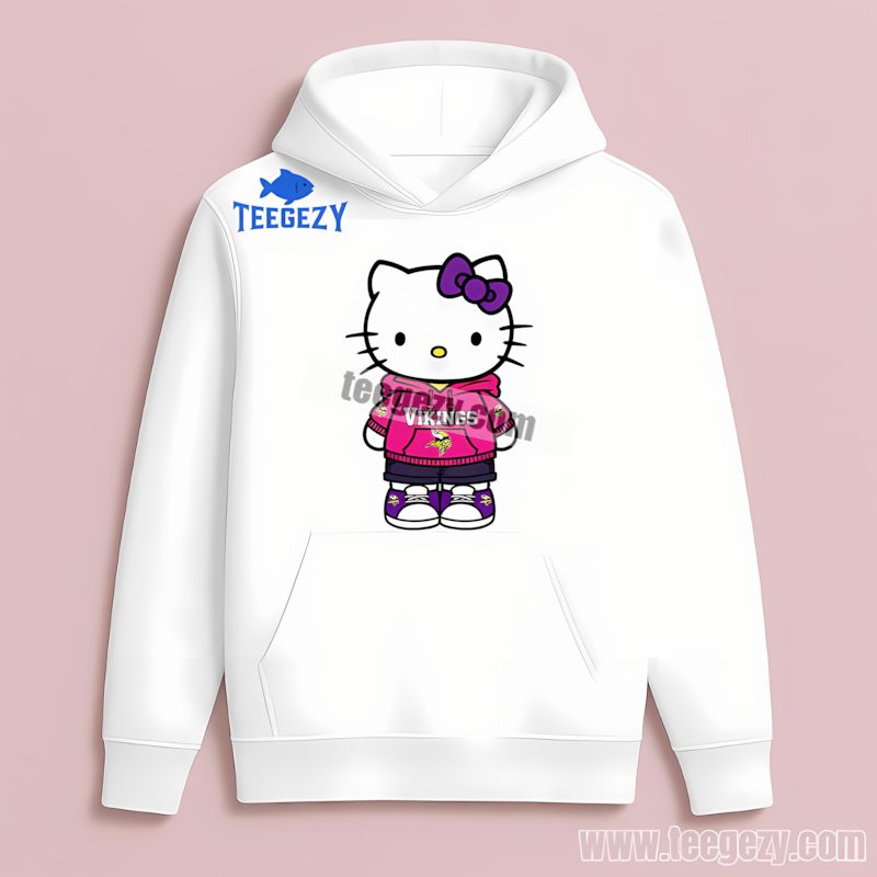 Hello Kitty Design Minnesota Vikings Adults Hoodie Hello Kitty Design Minnesota Vikings Adults Hoodie