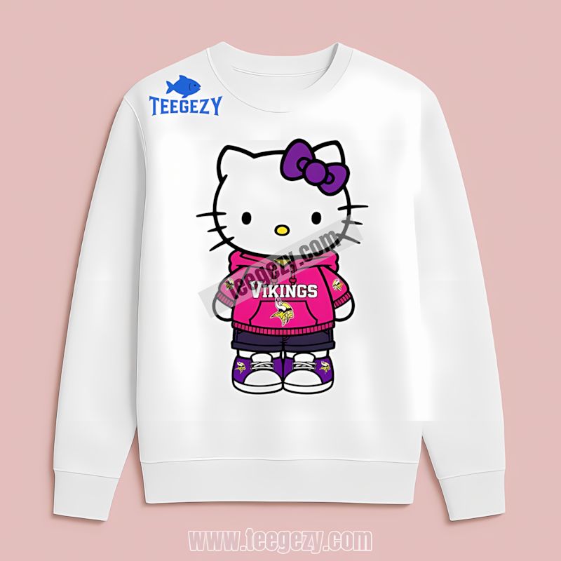 Hello Kitty Design Minnesota Vikings Adults Long Sleeve Hello Kitty Design Minnesota Vikings Adults Long Sleeve