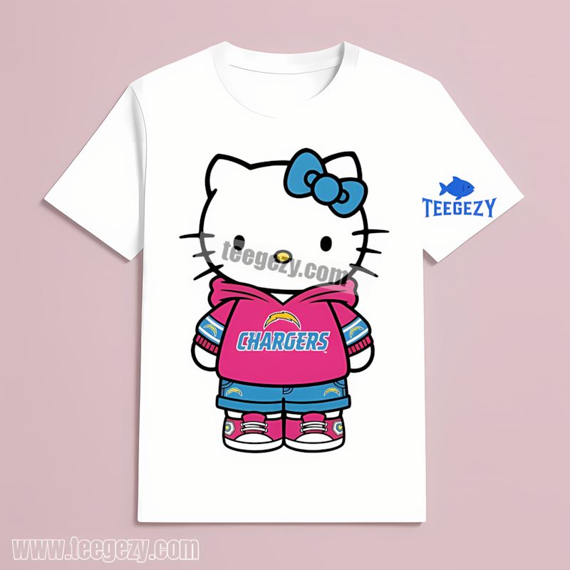 Hello Kitty Wearing Los Angeles Chargers Regular T-Shirt Hello Kitty Wearing Los Angeles Chargers Regular T-Shirt