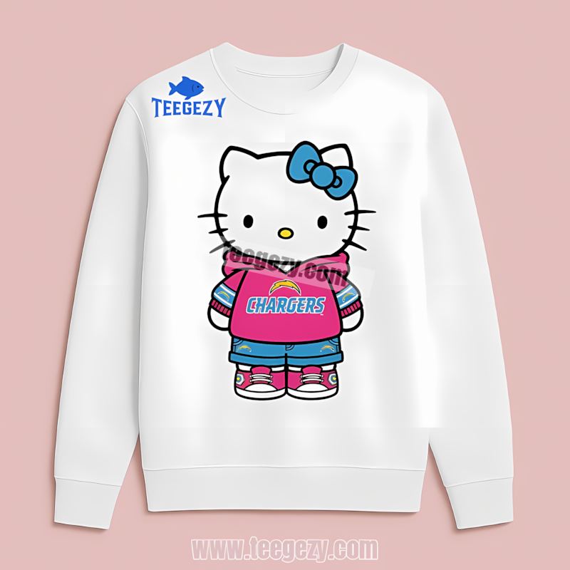 Hello Kitty Wearing Los Angeles Chargers Regular Long Sleeve Hello Kitty Wearing Los Angeles Chargers Regular Long Sleeve