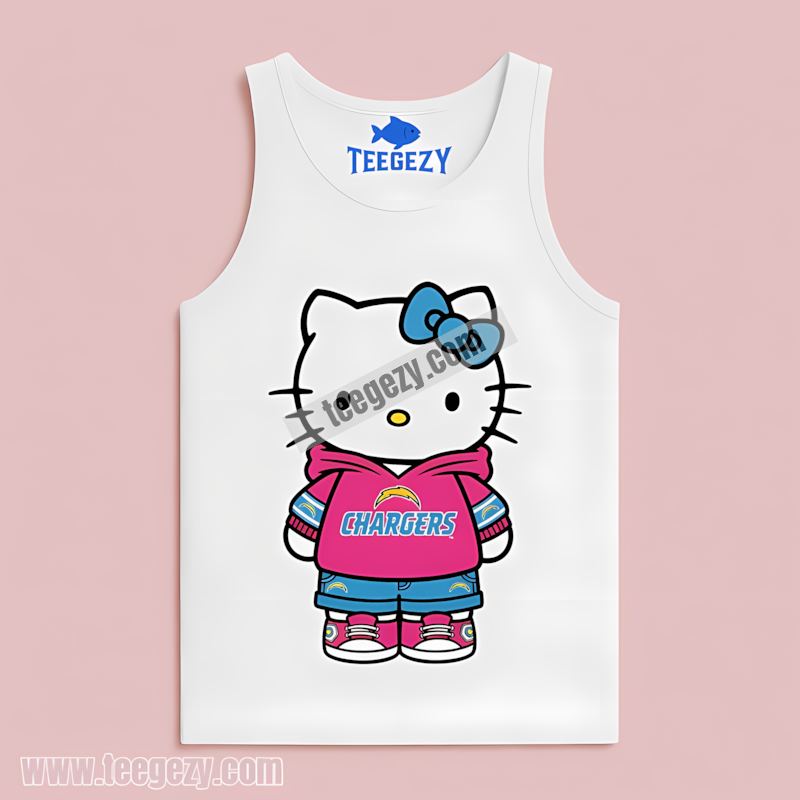 Hello Kitty Wearing Los Angeles Chargers Regular Tanktop Hello Kitty Wearing Los Angeles Chargers Regular Tanktop
