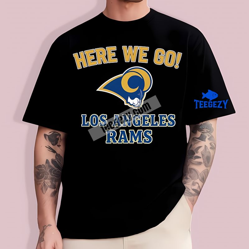 Here We Go With Los Angeles Rams Logo Retro Style T-Shirt Here We Go With Los Angeles Rams Logo Retro Style T-Shirt