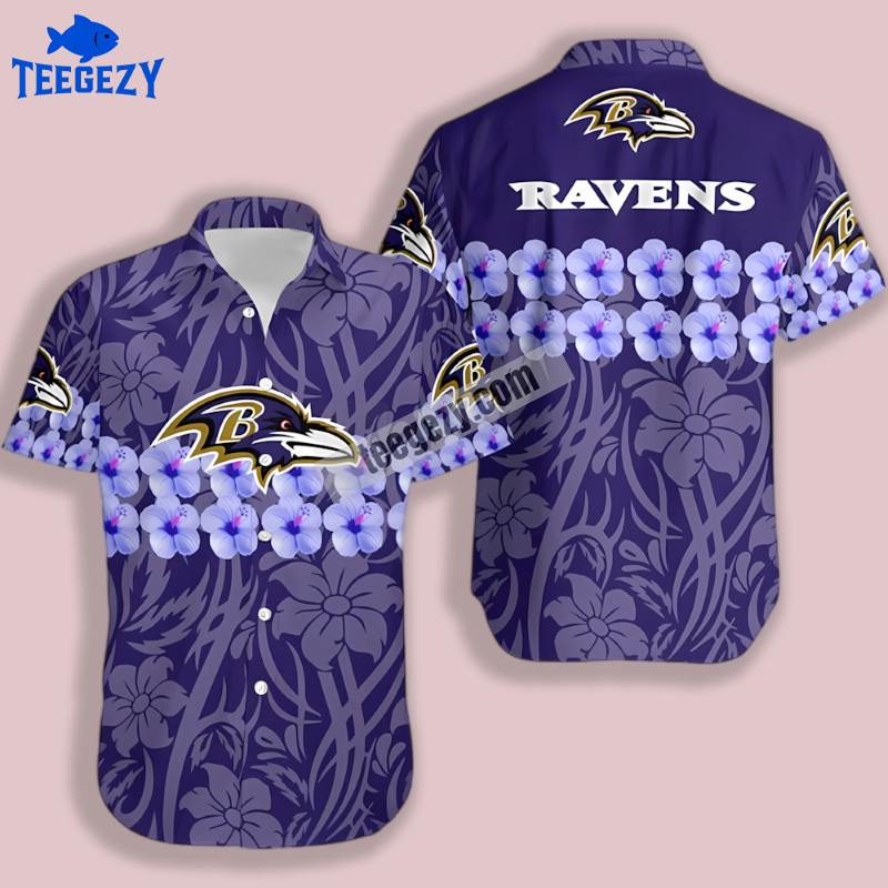 Hibiscus Garden Purple Baltimore Ravens Vintage Aloha Shirt Hibiscus Garden Purple Baltimore Ravens Vintage Aloha Shirt
