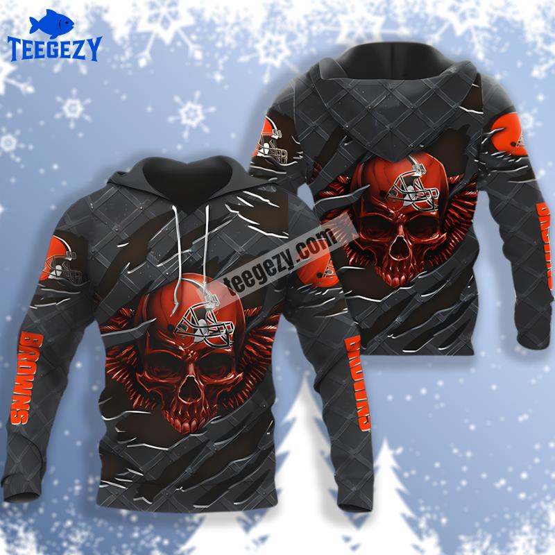 Jack Skellington Cleveland Browns 3D Design Hoodie Black Orange Jack Skellington Cleveland Browns 3D Design Hoodie Black Orange