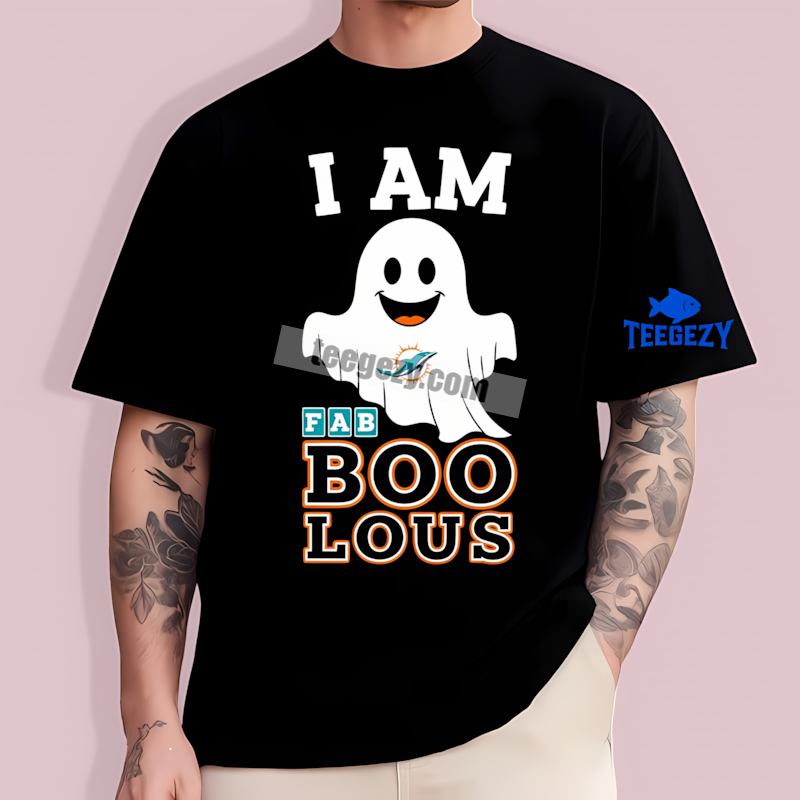 I Am Fab Boo Lous With Miami Dolphins Ghost Unisex T-Shirt I Am Fab Boo Lous With Miami Dolphins Ghost Unisex T-Shirt