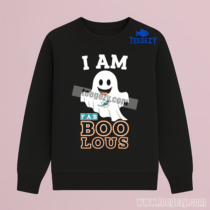 I Am Fab Boo Lous With Miami Dolphins Ghost Unisex Long Sleeve I Am Fab Boo Lous With Miami Dolphins Ghost Unisex Long Sleeve
