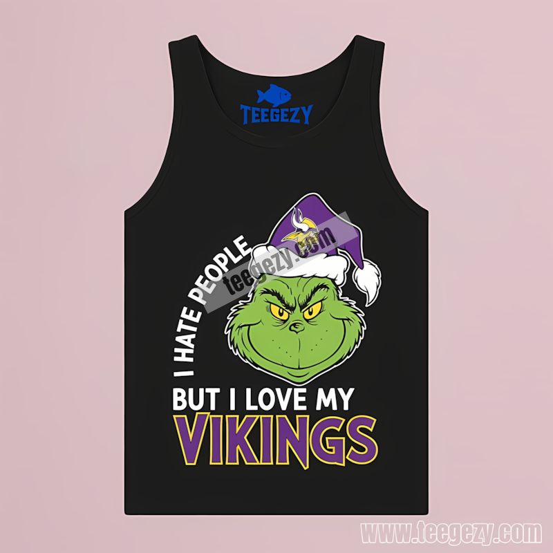 I Hate People But I Love Minnesota Vikings Grinch Edition Tanktop I Hate People But I Love Minnesota Vikings Grinch Edition Tanktop
