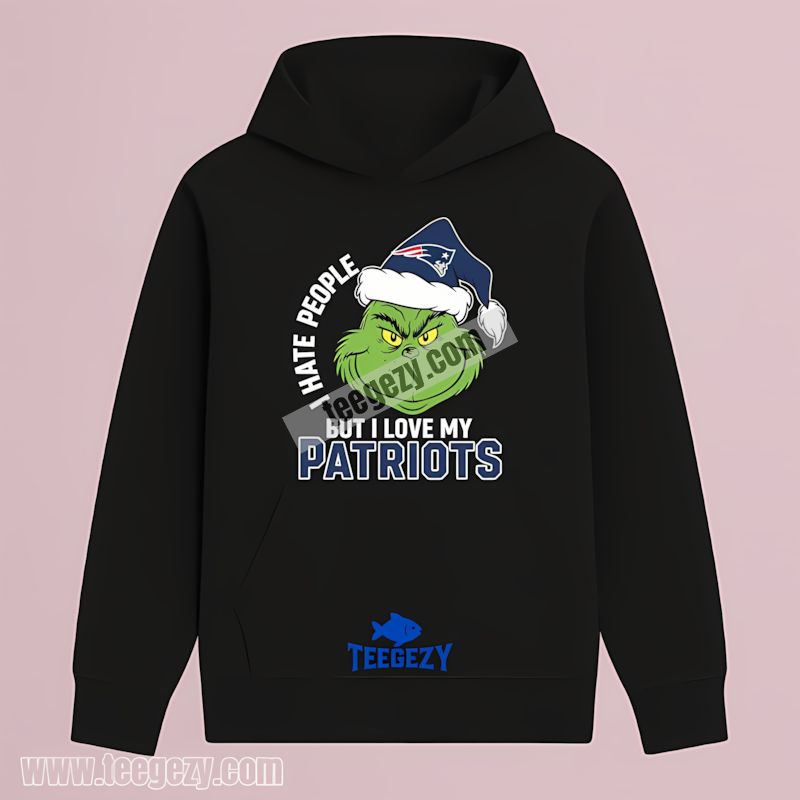I Hate People But Love My New England Patriots Grinch Hoodie I Hate People But Love My New England Patriots Grinch Hoodie