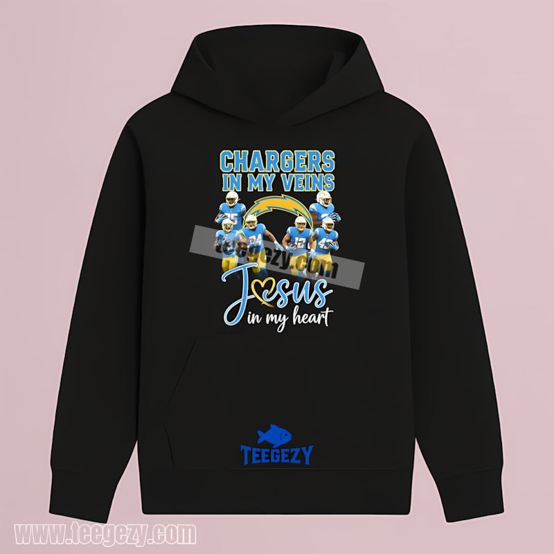 In My Veins Jesus In My Heart Los Angeles Chargers Color Hoodie In My Veins Jesus In My Heart Los Angeles Chargers Color Hoodie