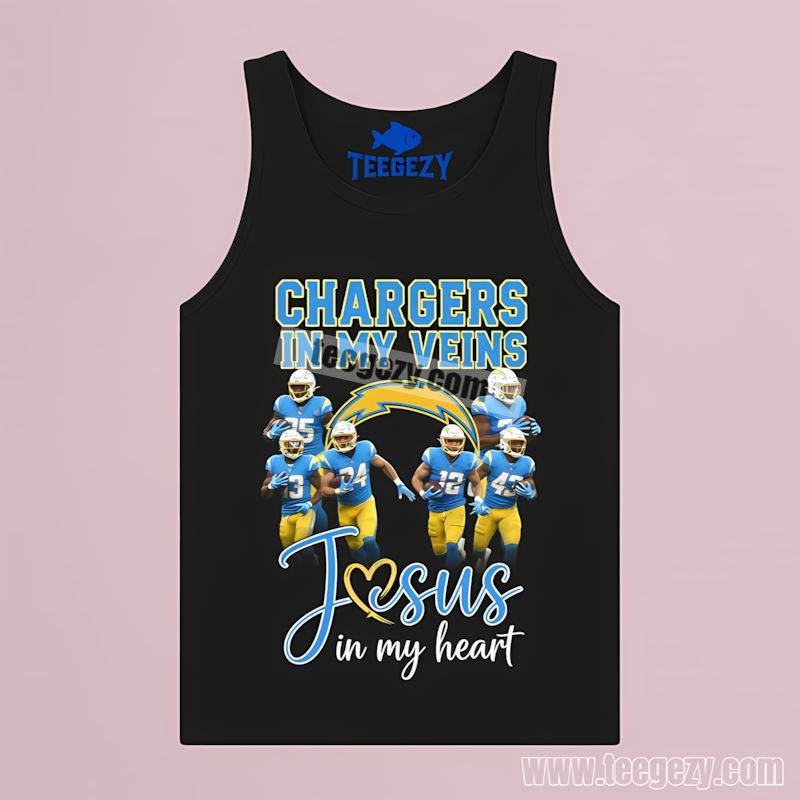 In My Veins Jesus In My Heart Los Angeles Chargers Color Tanktop In My Veins Jesus In My Heart Los Angeles Chargers Color Tanktop