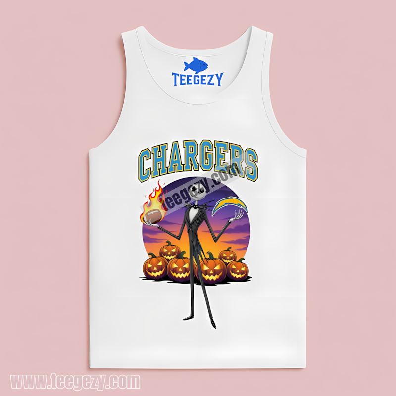 Jack Skellington Classic Los Angeles Chargers Halloween Tanktop Jack Skellington Classic Los Angeles Chargers Halloween Tanktop