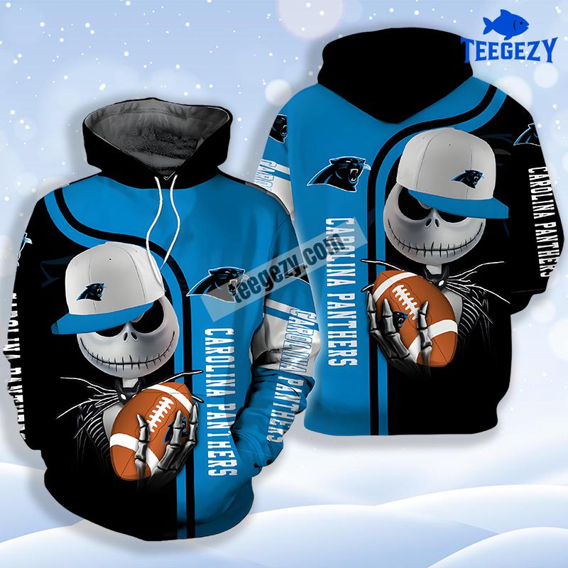 Jack Skellington Halloween Carolina Panthers 3D Printed Hoodie Black Blue