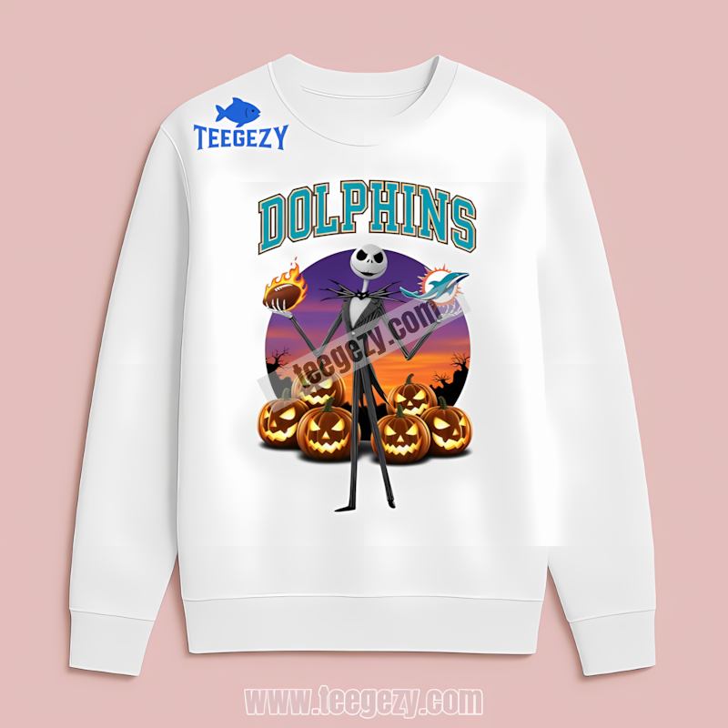 Jack Skellington Miami Dolphins Halloween Unisex Long Sleeve Jack Skellington Miami Dolphins Halloween Unisex Long Sleeve